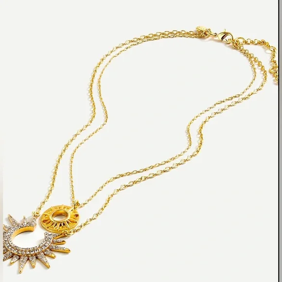 JCrew Gold Plated Starburst Layered Statement Necklace - Picture 3 of 9
